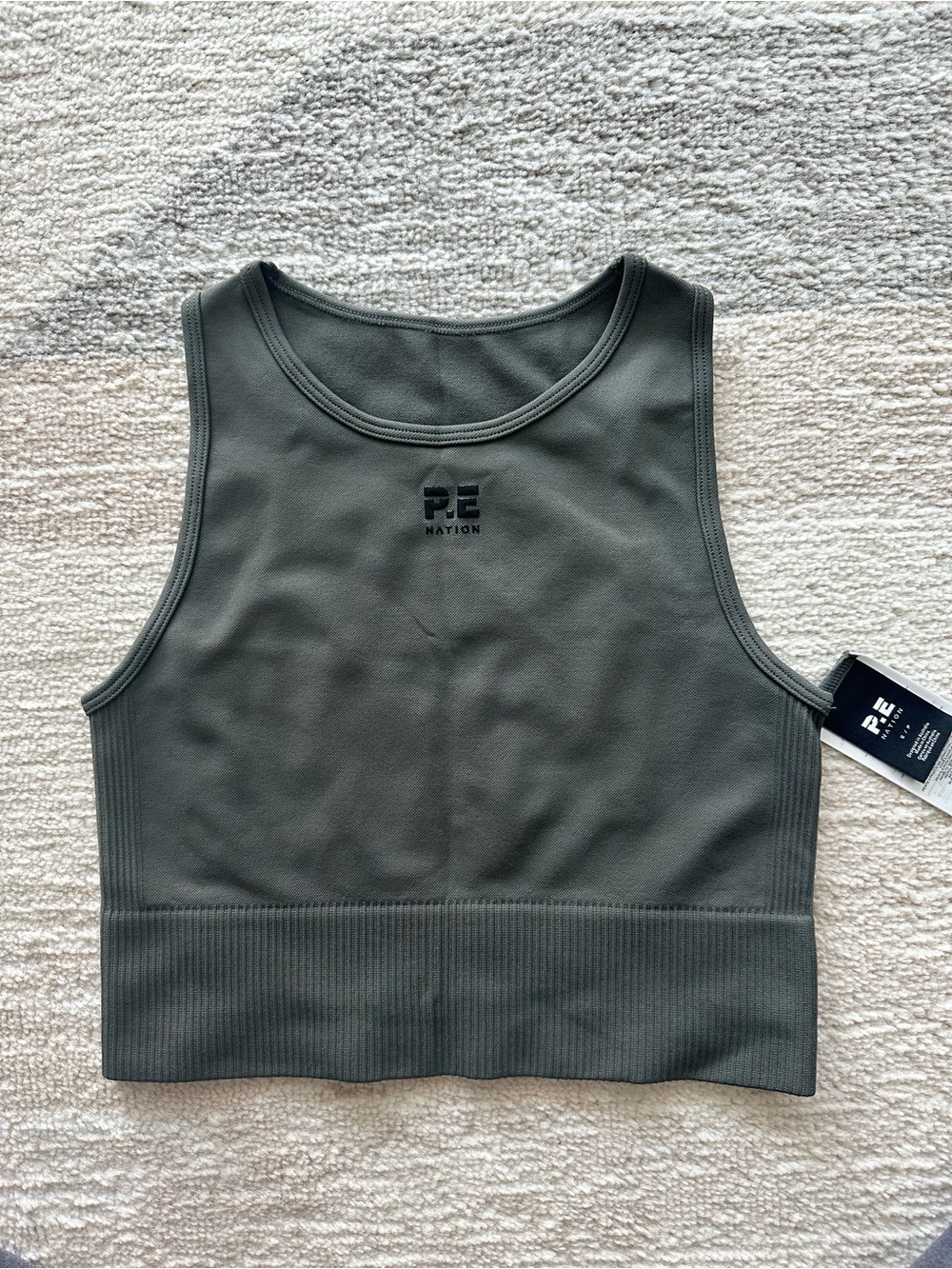 P.E Nation Restore Athletic Ribbed Hem Tank Top in Gunmetal Size S NWT